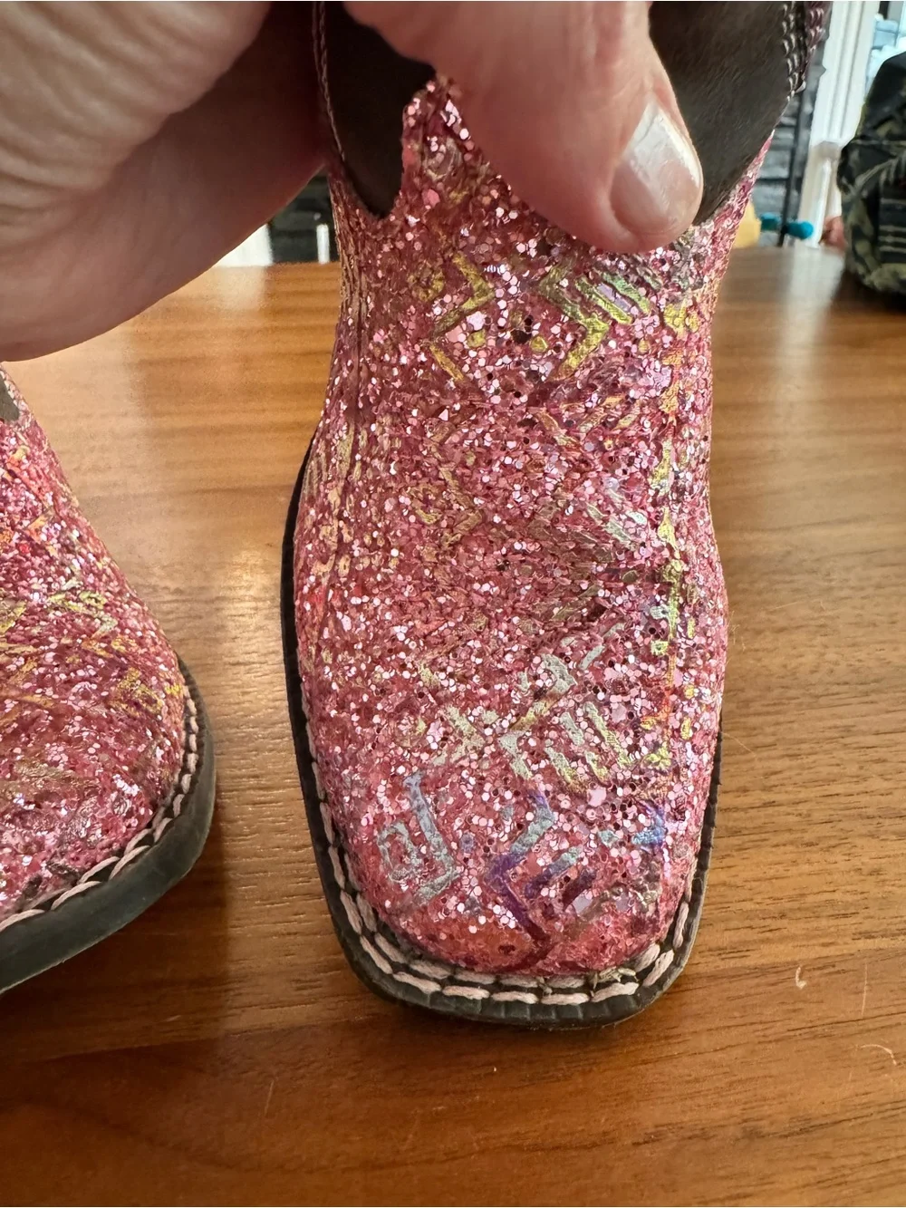ROPER LITTLE GIRLS' GLITTER SOUTHWEST WESTERN BOOTS - SQUARE TOE - Size 10